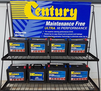 Century Batteries on display.